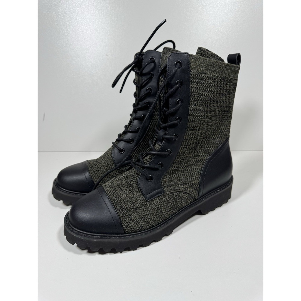 VIVAIA Olive Green Combat Boots Lace Up Lug Sole Round Toe Military 10.5 EU 41.5 - Picture 3 of 9